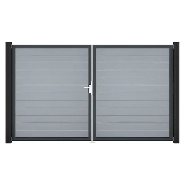GroJa Tor 2-flg. Basicline Schmal Silbergrau Rahmen 306 cm x 180 cm DIN Links