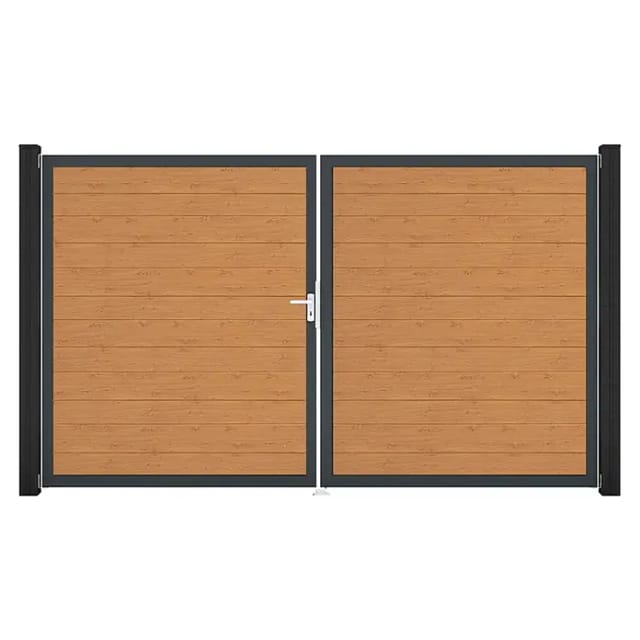GroJa Tor 2-flg. Basicline Schmal Asteiche Natur 306 cm x 180 cm DIN Links