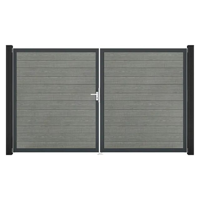 GroJa Tor 2-flg. Basicline Schmal Grey Ash Cut Rahmen 306 cm x 180 cm DIN Links