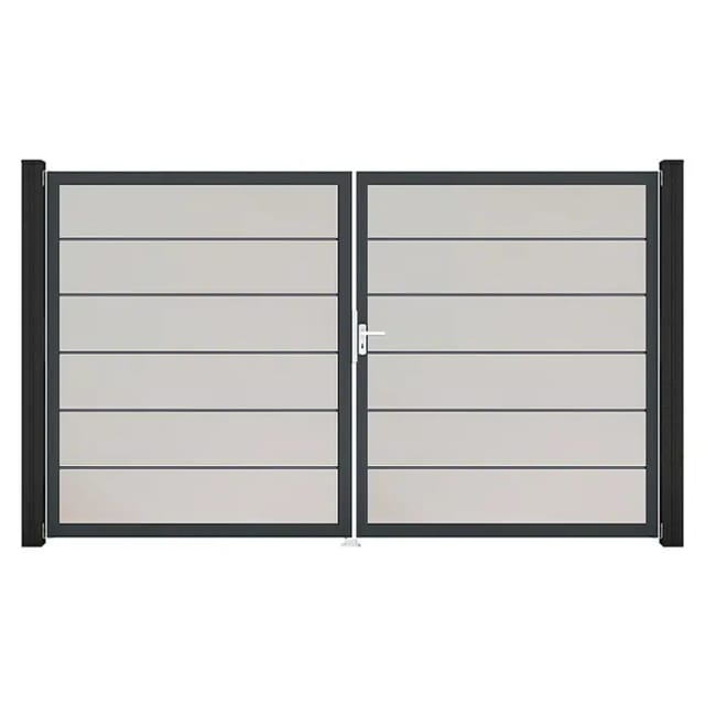 GroJa Tor 2-flg. Basicline Premium Weiß Rahmen DB703 306 cm x 180 cm DIN Rechts
