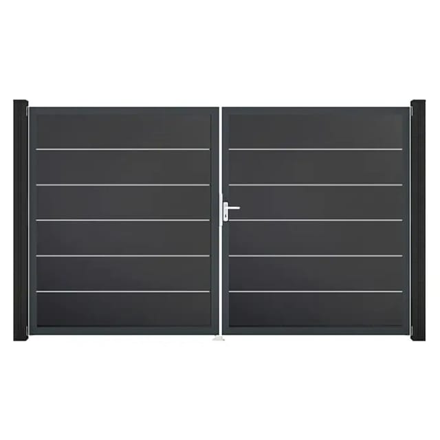 GroJa Tor 2-flg. Basicline Premium Anthrazit Rahmen 306 cm x 180 cm DIN Rechts