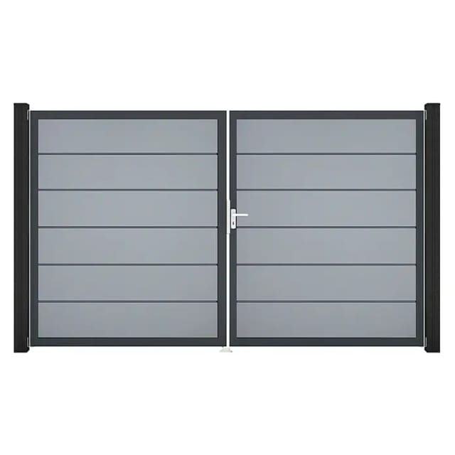 GroJa Tor 2-flg. Basicline Premium Silbergrau Rahmen 306 cm x 180 cm DIN Rechts
