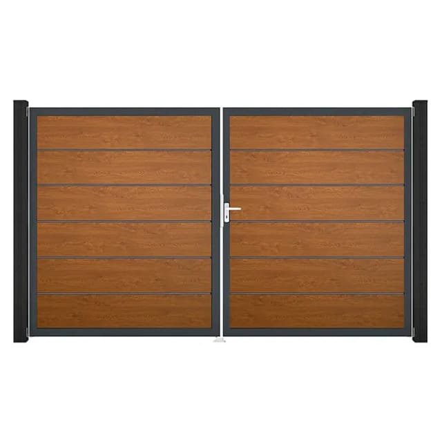 GroJa Tor 2-flg. Basicline Premium Golden Oak Rahmen 306 cm x 180 cm DIN Rechts
