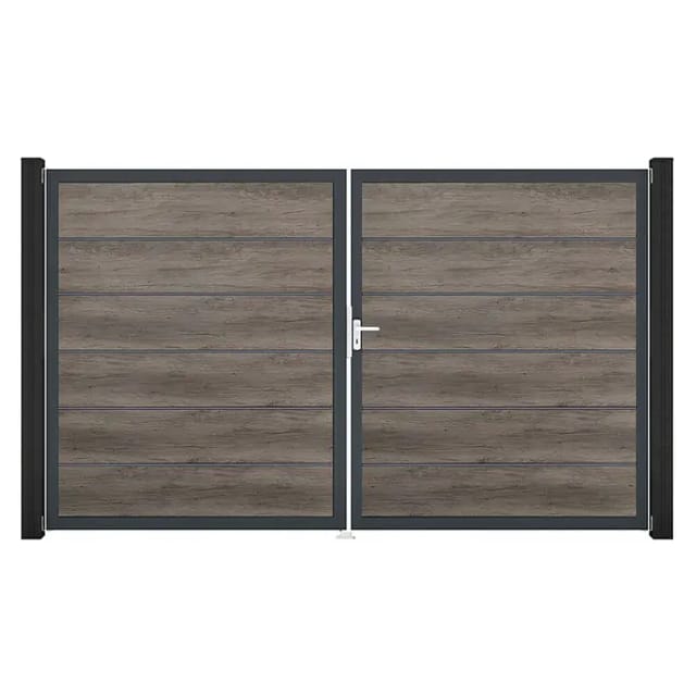 GroJa Tor 2-flg. Basicline Premium Monument Oak Rahmen 306 x 180 cm DIN Rechts