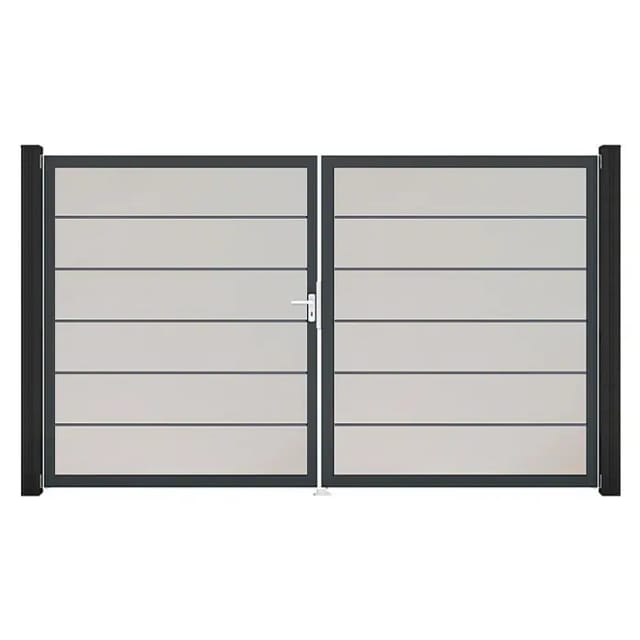 GroJa Tor 2-flg. Basicline Premium Weiß Rahmen DB703 306 cm x 180 cm DIN Links