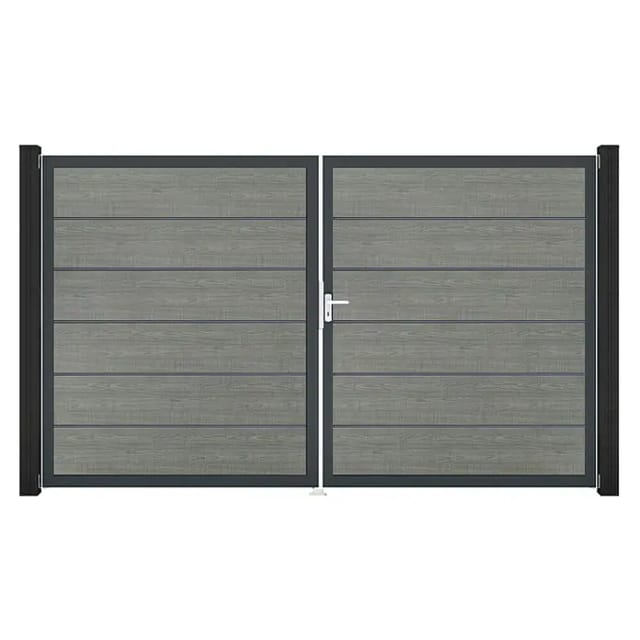 GroJa Tor 2-flg. Basicline Premium Grey Ash Cut Rahmen 306 x 180 cm DIN Rechts