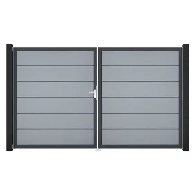 GroJa Tor 2-flg. Basicline Premium Silbergrau Rahmen 306 cm x 180 cm DIN Links
