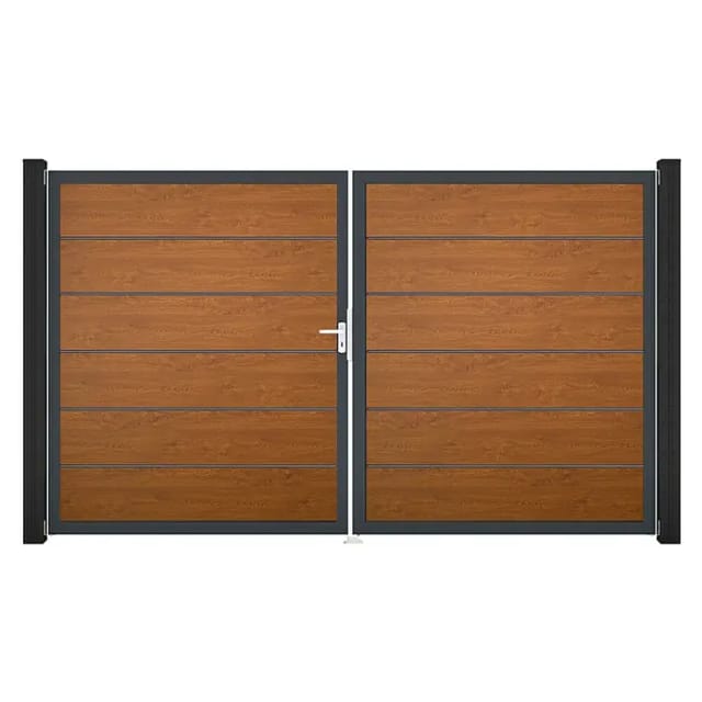 GroJa Tor 2-flg. Basicline Premium Golden Oak Rahmen 306 cm x 180 cm DIN Links