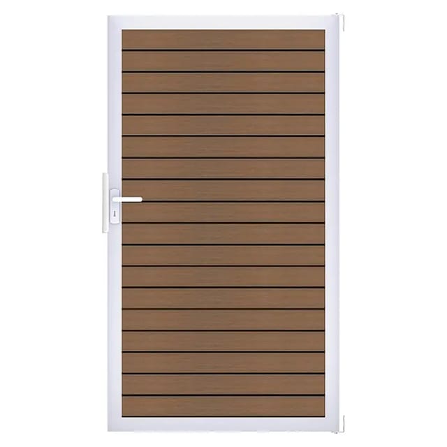 GroJa Tor 1-flg. Solid Rhombus 100 cm x 180 cm Teak Co-Extrudiert Rahmen EV1