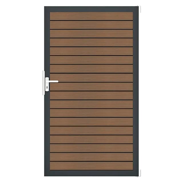 GroJa Tor 1-flg. Solid Rhombus 100 cm x 180 cm Teak Co-Extrudiert Rahmen DB703