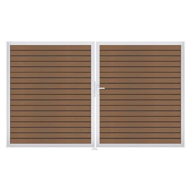 GroJa Tor 2-flg. Solid Rhombus Teak Co-E Rahmen EV 306 cm x 180 cm DIN Rechts