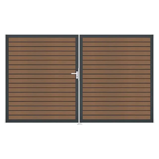GroJa Tor 2-flg. Solid Rhombus Teak Co-E Rahmen 306 cm x 180 cm DIN Links