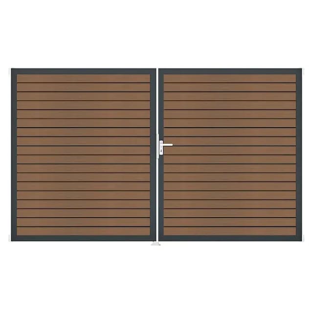 GroJa Tor 2-flg. Solid Rhombus Teak Co-E Rahmen 306 cm x 180 cm DIN Rechts