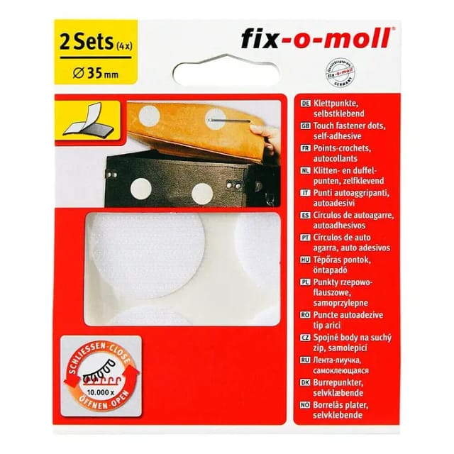 Fix-o-moll Klettpunkte selbstklebend 4 Sets Weiß 35 mm