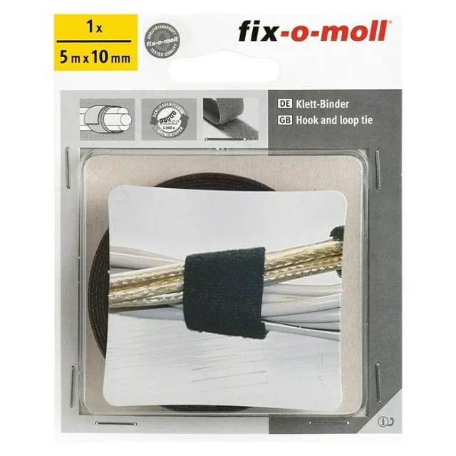 Fix-o-moll Klett-Binder Schwarz 5 m x 10 mm