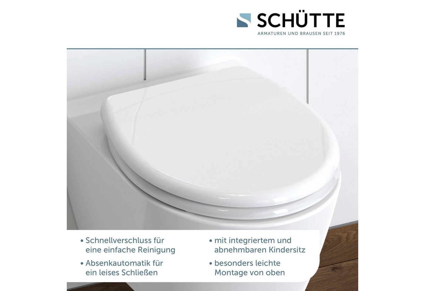 SCHÜTTE WC Sitz Duroplast FAMILY WHITE mit Absenkautomatik und Schnellverschluss Bild 5
