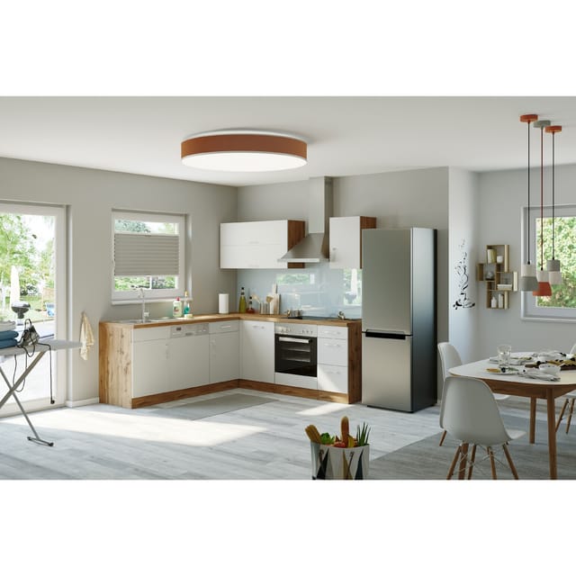 Held Möbel Küchenzeile Sorrento 210 cm Anthrazit-Wotaneiche Winkel