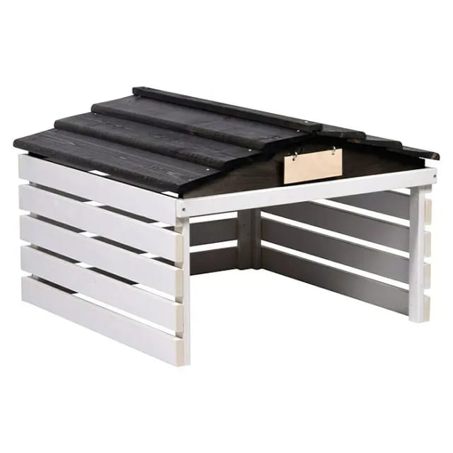 Dobar Mährobotergarage mit abnehmbarem Dach Weiß Schwarz 52,5 x 78,5 x 74 cm