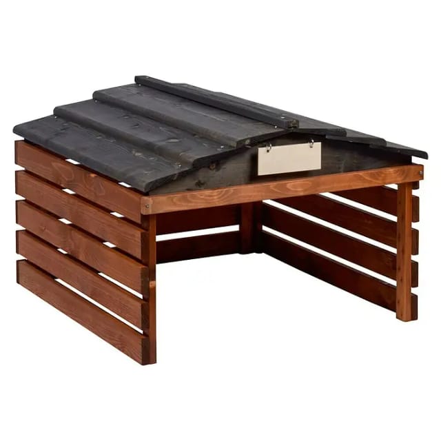 Dobar Mährobotergarage mit abnehmbarem Dach Braun Schwarz 52,5 x 78,5 x 74 cm