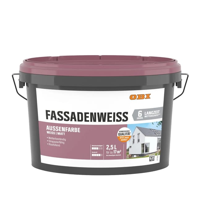 OBI Fassadenweiss Aussenfarbe Weiß Matt 2,5,