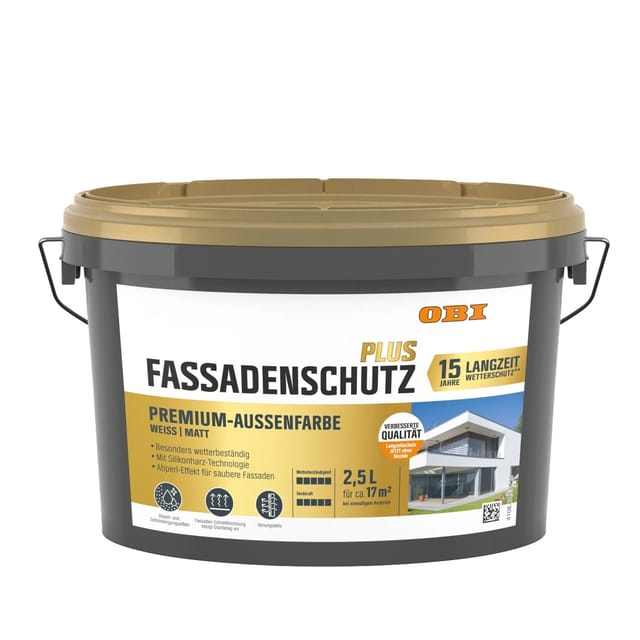 OBI Fassadenschutz Plus Premium-Aussenfarbe Weiß Matt 2,5,