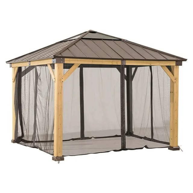 Sunjoy Zedernholz Gazebo Netz 336 cm x 336 cm Khaki