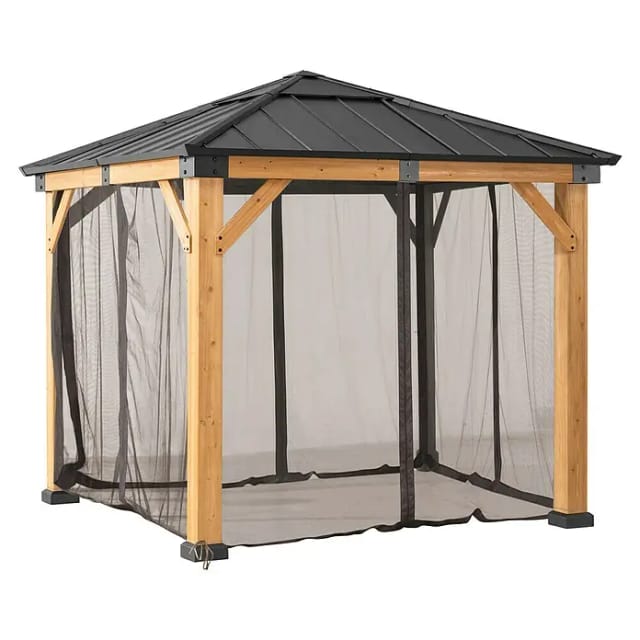 Sunjoy Zedernholz Gazebo Netz 273 cm x 273 cm Khaki