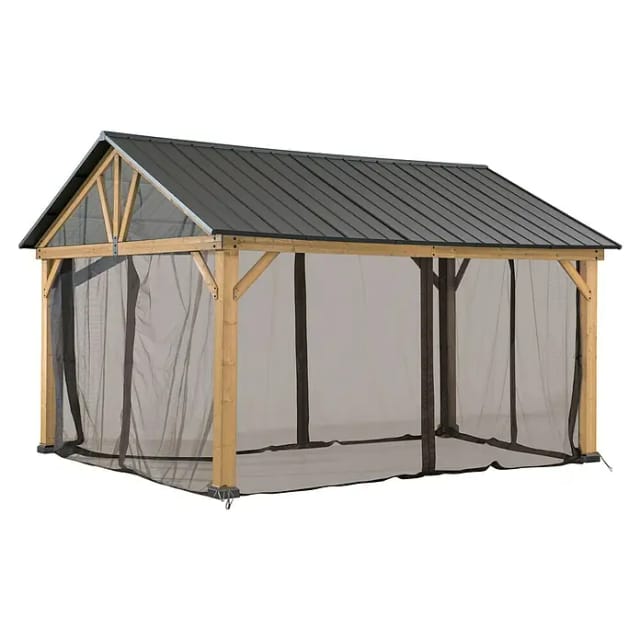 Sunjoy Zedernholz Gazebo Netz 335 cm x 399 cm Khaki