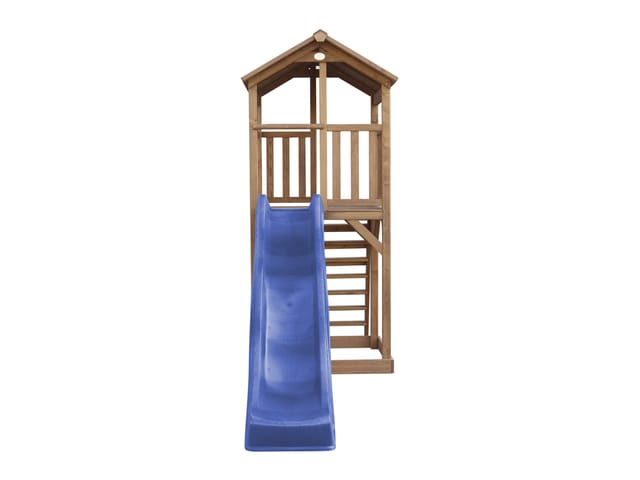 Axi Beach Tower Spielturm Braun mit Blauer Rutsche 349 x 111 x 242 cm