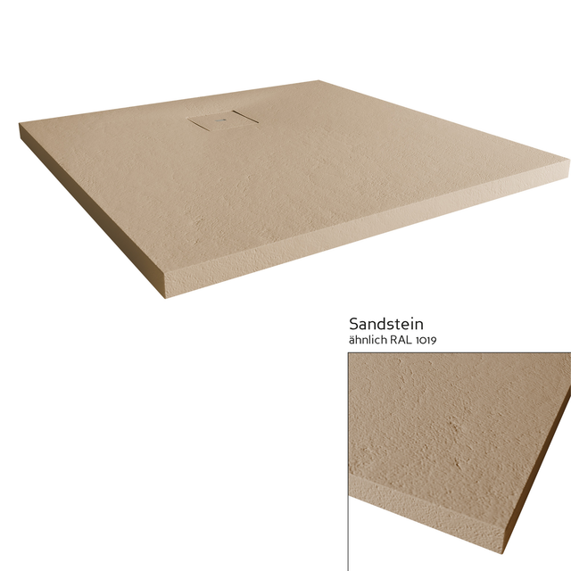 Breuer Duschwanne Modern Line Steinoptik Quadrat 100 cm x 100 cm Sandstein