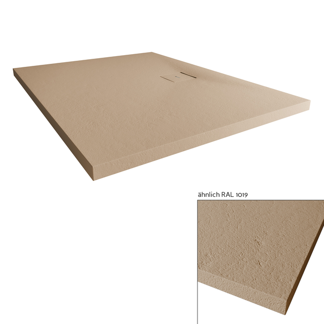 Breuer Duschwanne Modern Line Steinoptik Rechteck 100 cm x 80 cm Sandstein