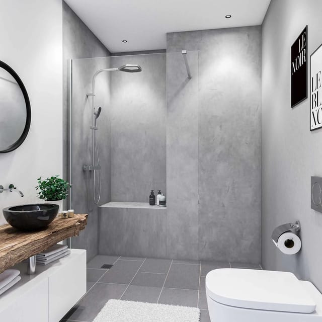 Breuer Duschrückwand Soft-Touch Beton Optik Grau 100 x 210 cm