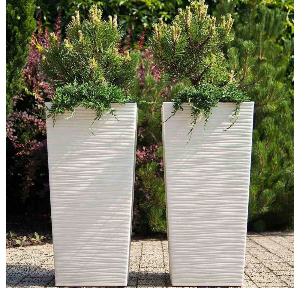 Siena Garden Pflanzgefäß Modern Nizza Weiß 40x40x75,3 cm