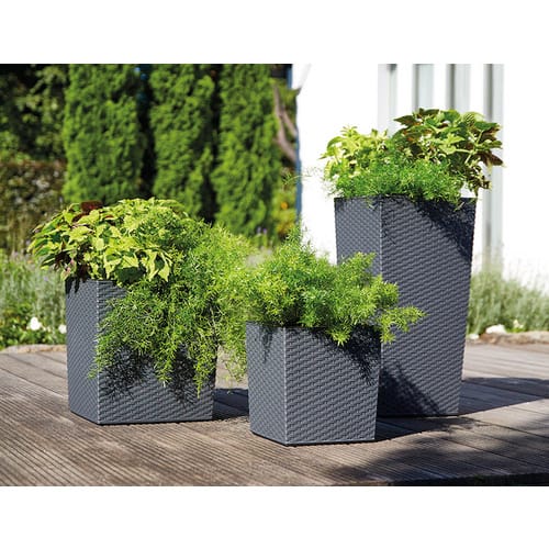 Siena Garden Pflanzgefäß Modern Nizza Graphit 25x25x46,5 cm