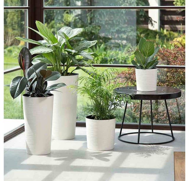 Siena Garden Pflanzgefäß Modern Lens Weiß Ø 25x25,5 cm