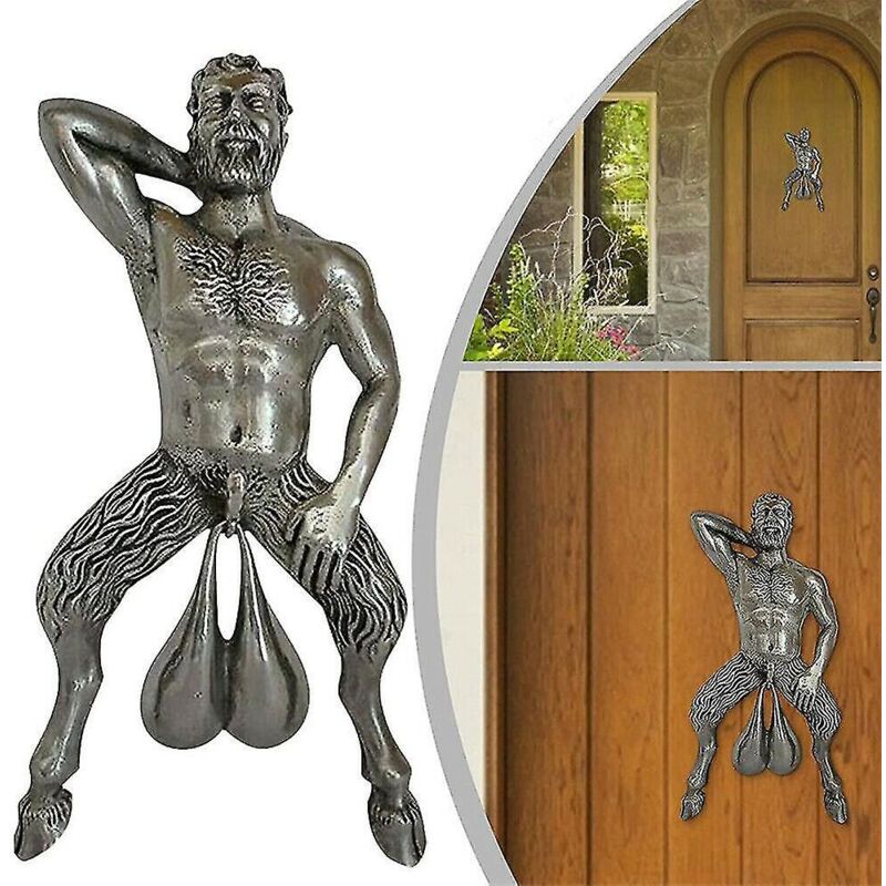 Silberne Gartentürklingel, Kunstharzornament, Statue, Dekorative Skulptur