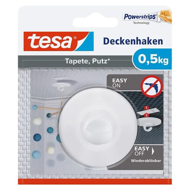 Tesa Deckenhaken für Tapeten & Putz (max. 0,5 kg)