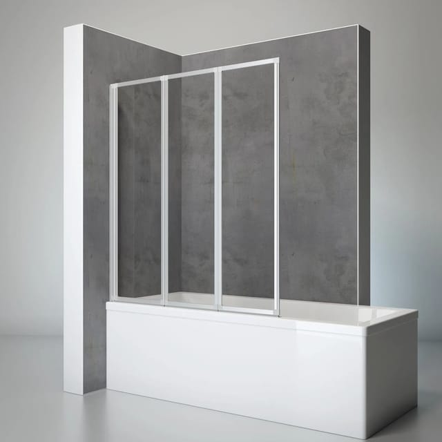 Schulte Badewannenaufsatz 3tlg. einfaltbar Alu-Natur Echtglas Klar HxB 140x127cm