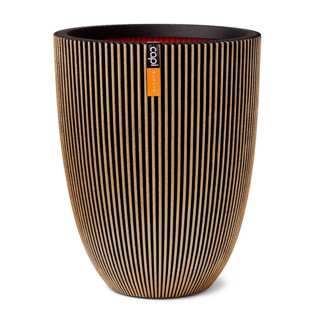 Capi Pflanzgefäß Elegant Niedrig Groove Ø 46 cm x 58 cm Schwarz