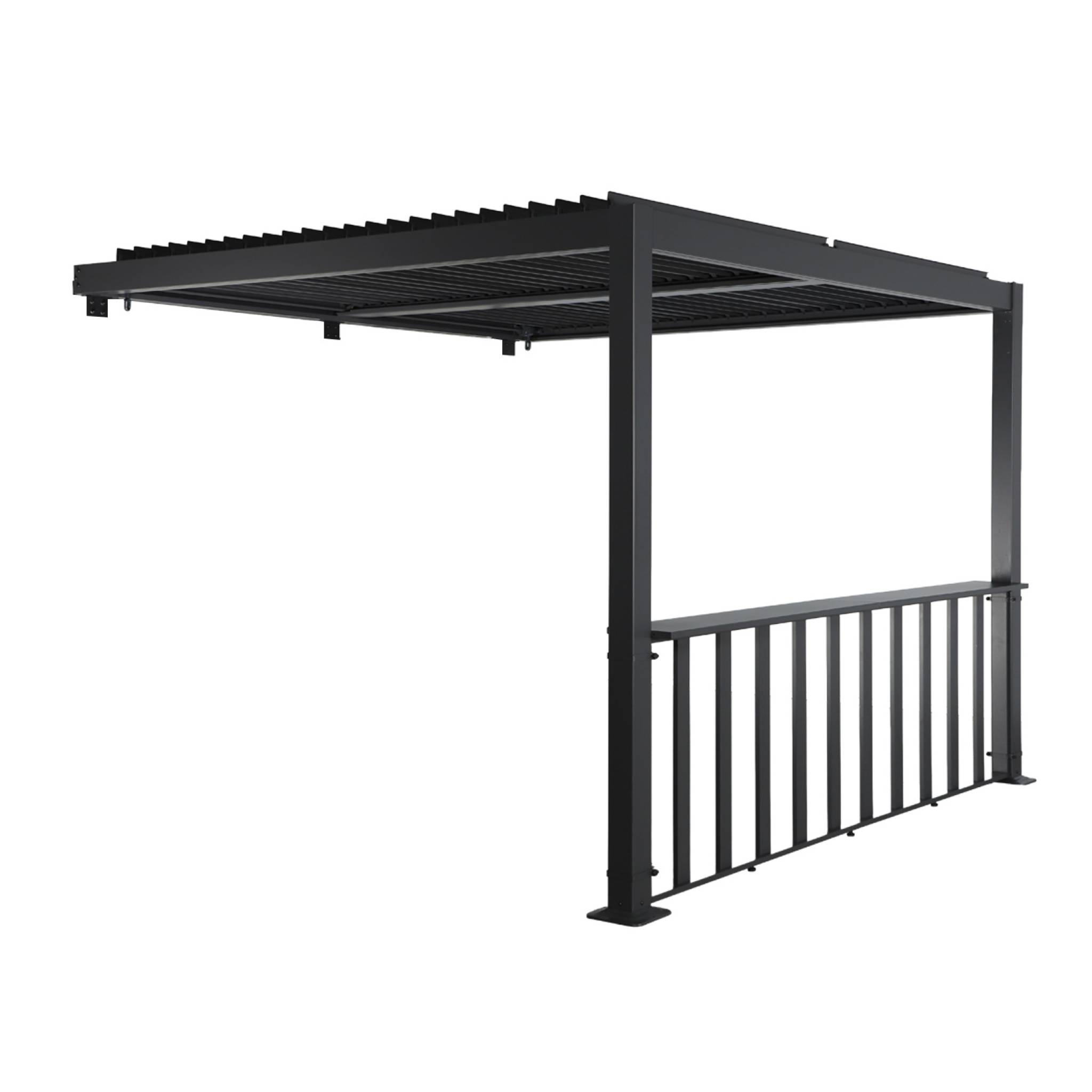 Sweeek - Wand Pergola Palace 3x3m Mit Lamellendach + 1 Thekenleiste 3m