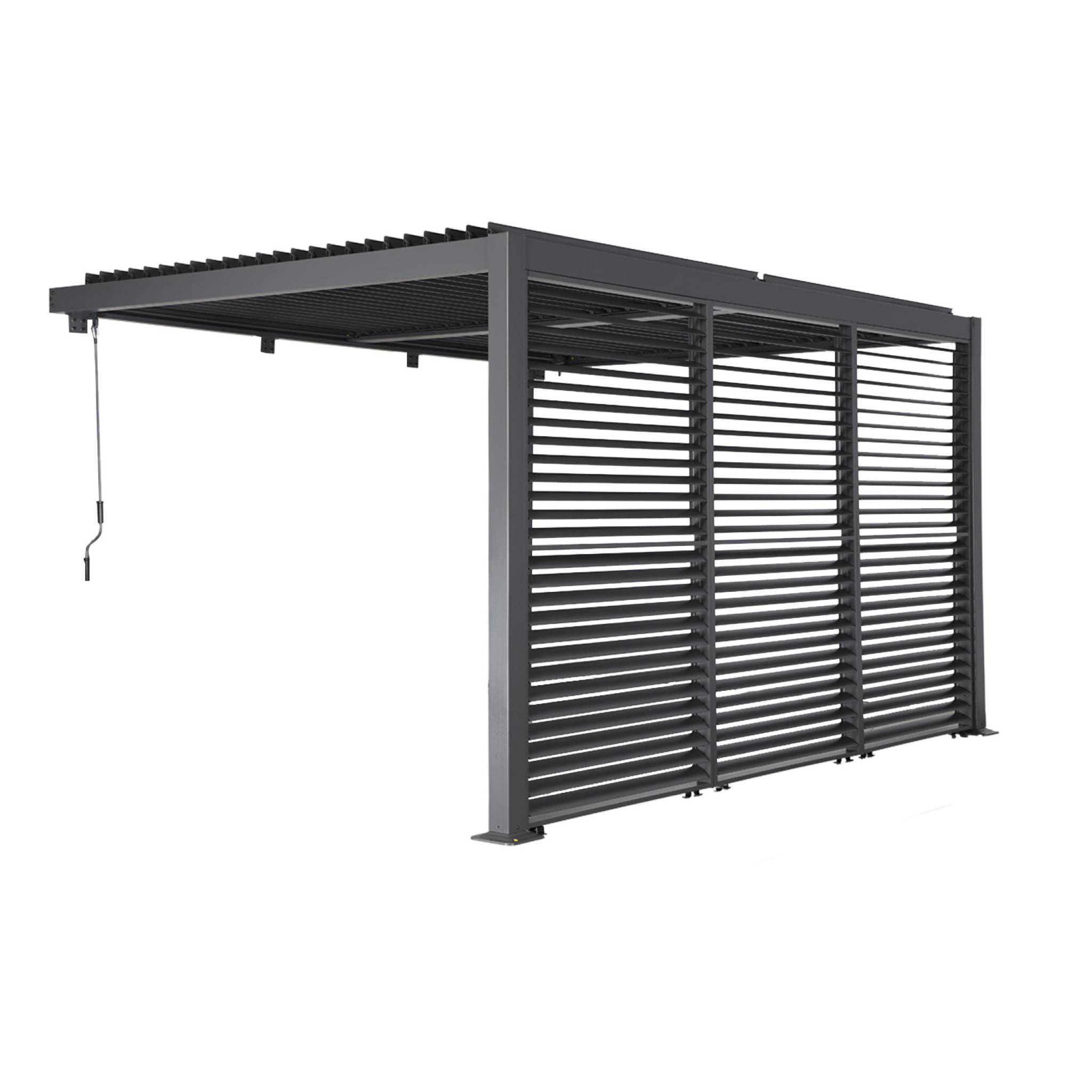 Sweeek - Wand Pergola Palace 3x4m Mit Lamellendach + 3 Verstellbare Lamellenwände 130cm