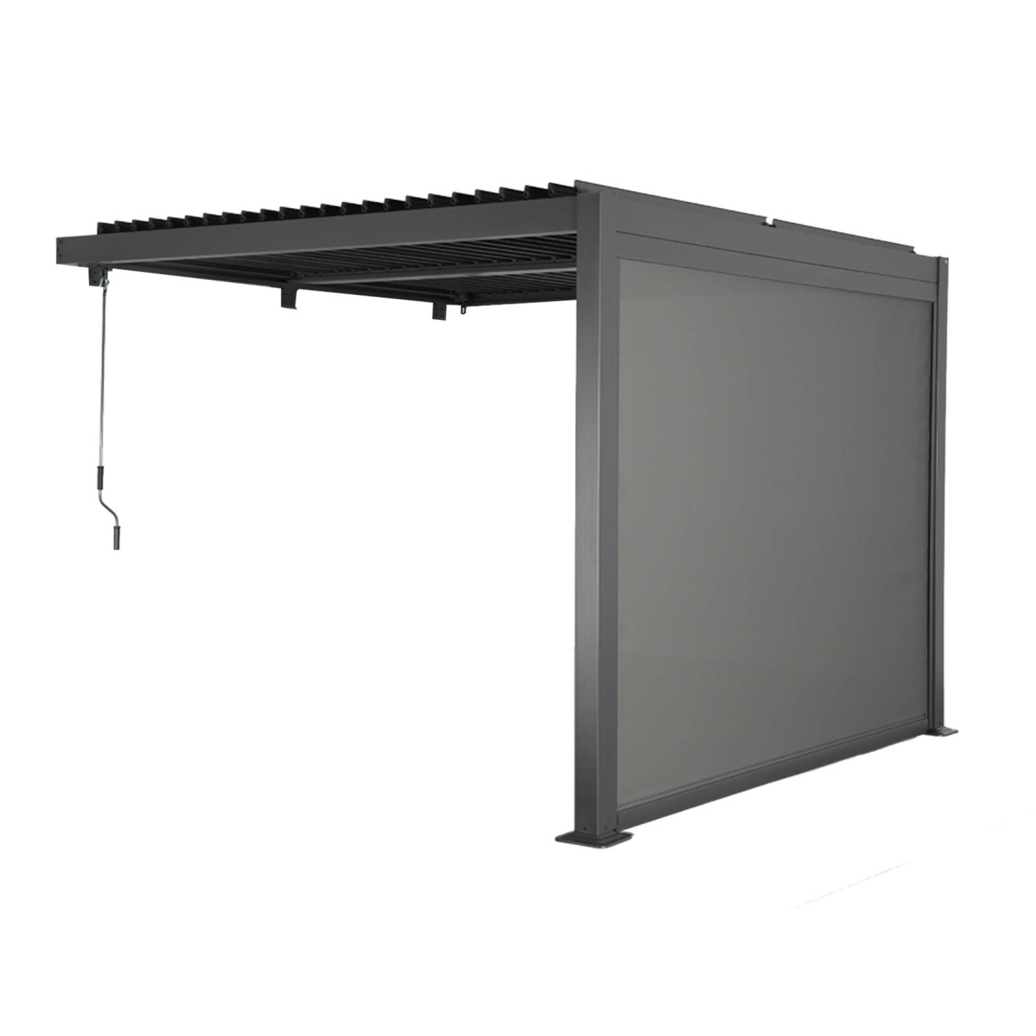 Sweeek - Wand Pergola Palace 3x3m Mit Lamellendach + 1 Markise 3m