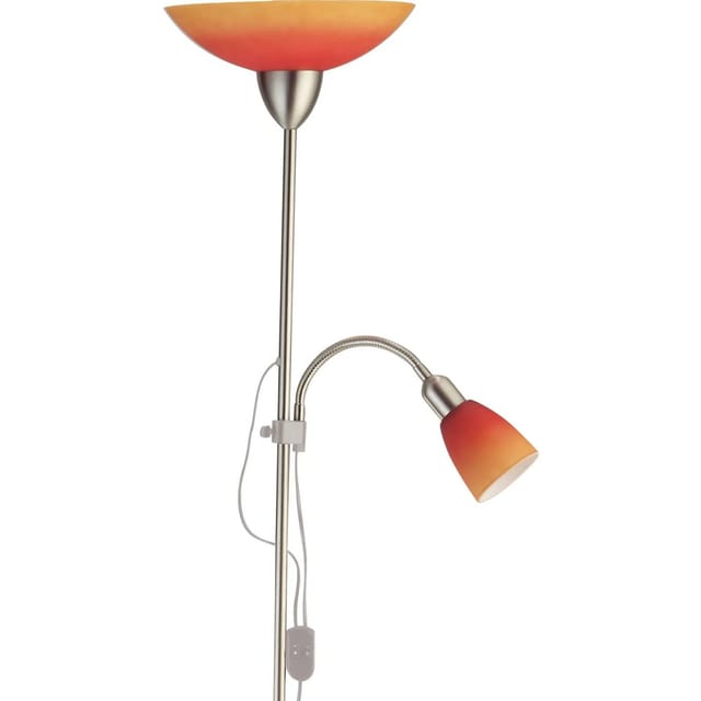Deckenfluter Pienza mit Leseleuchte Nickel Rot-Orange H: ca. 180cm