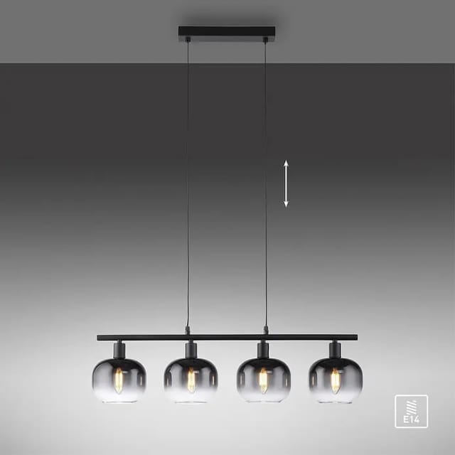 Just Light Pendelleuchte Zea 4-flammig Schwarz