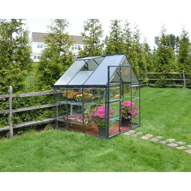 Palram - Canopia Gewächshaus Grau 3,4 m² inkl. Fundamentrahmen