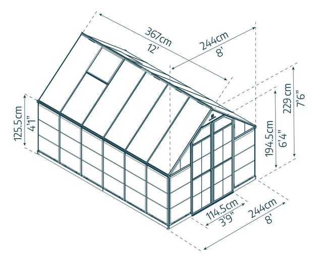 Palram - Canopia Gewächshaus Grau 9 m² inkl. Fundamentrahmen