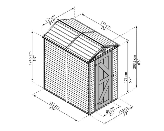 Palram - Canopia Gerätehaus Skylight 121 cm x 177 cm Grau-Braun