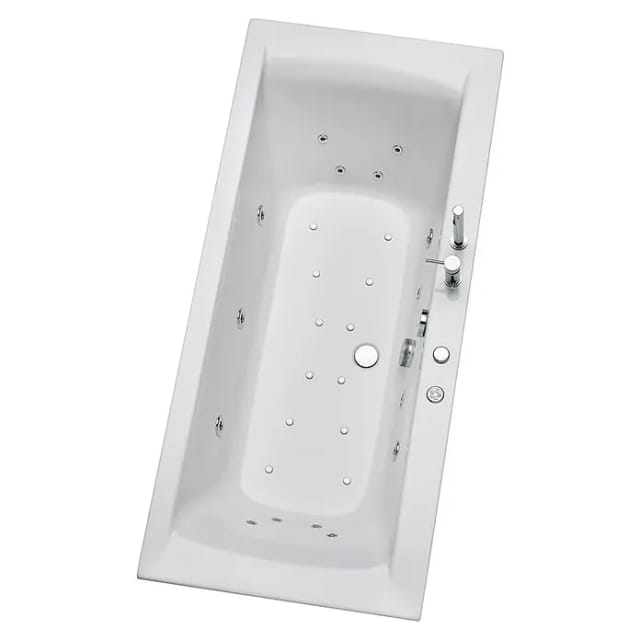 Ottofond Whirlpool-Komplettset Rosa 190x90 cm Weiß mit Wannenrandarmatur S2000