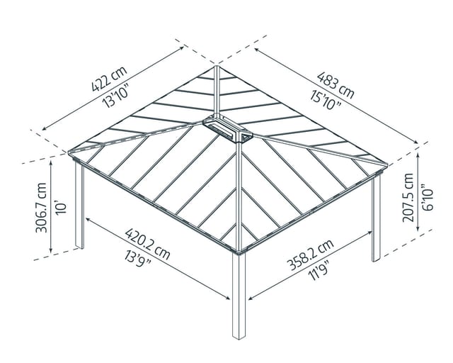 Palram - Canopia Carport Colorado 487 cm x 426 cm Grau