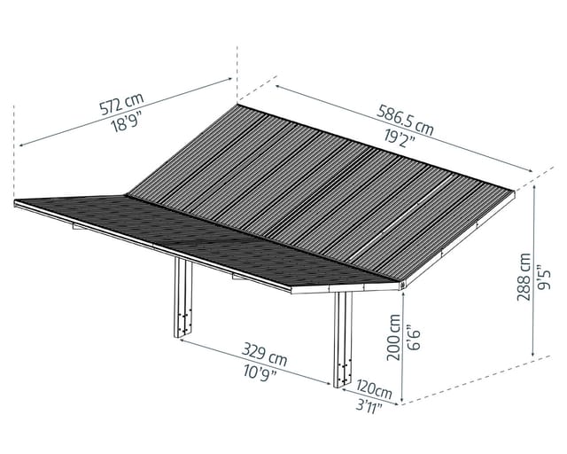Palram - Canopia Carport Sydney Wings 586 cm x 572 cm Schwarz